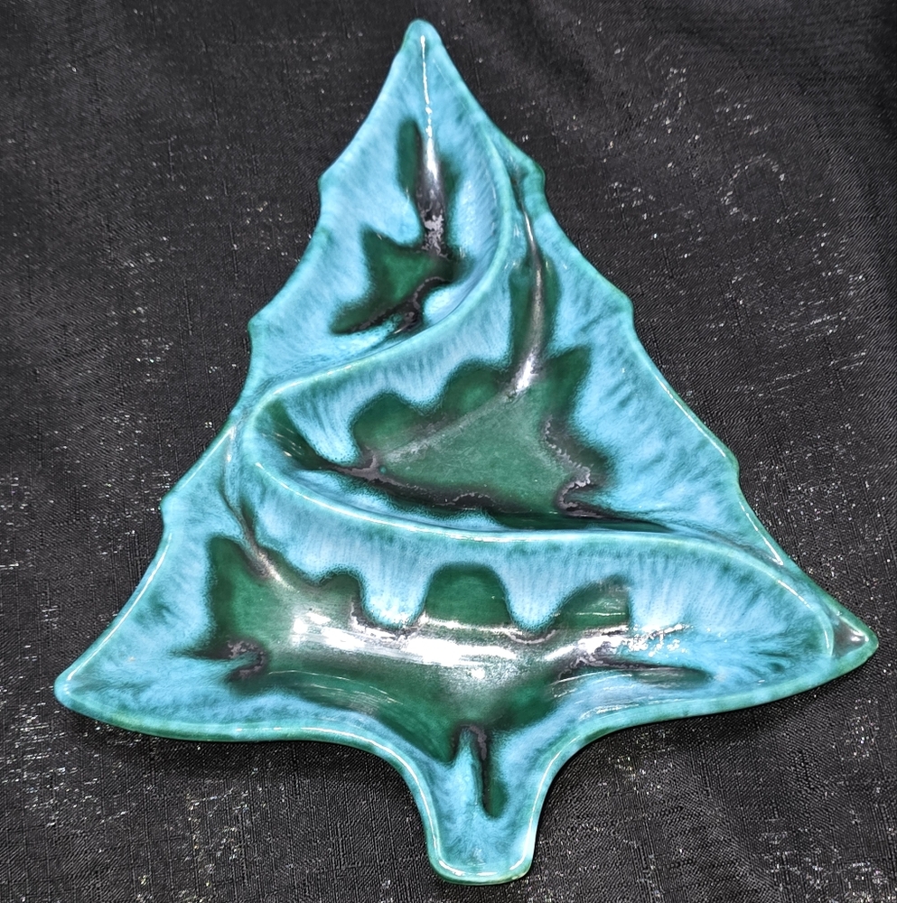 Ceramic Tree-Shaped Serveware in Teal and Green